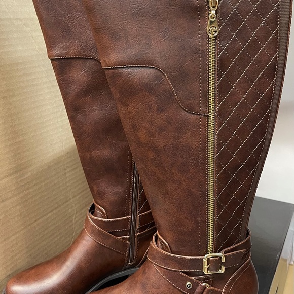 G by Guess Women's Shoes Haydin Leather Almond Toe Knee High Fashion Boots Brown - Picture 14 of 16